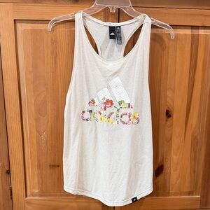 Adidas Women's Cream Floral Logo Tank Top